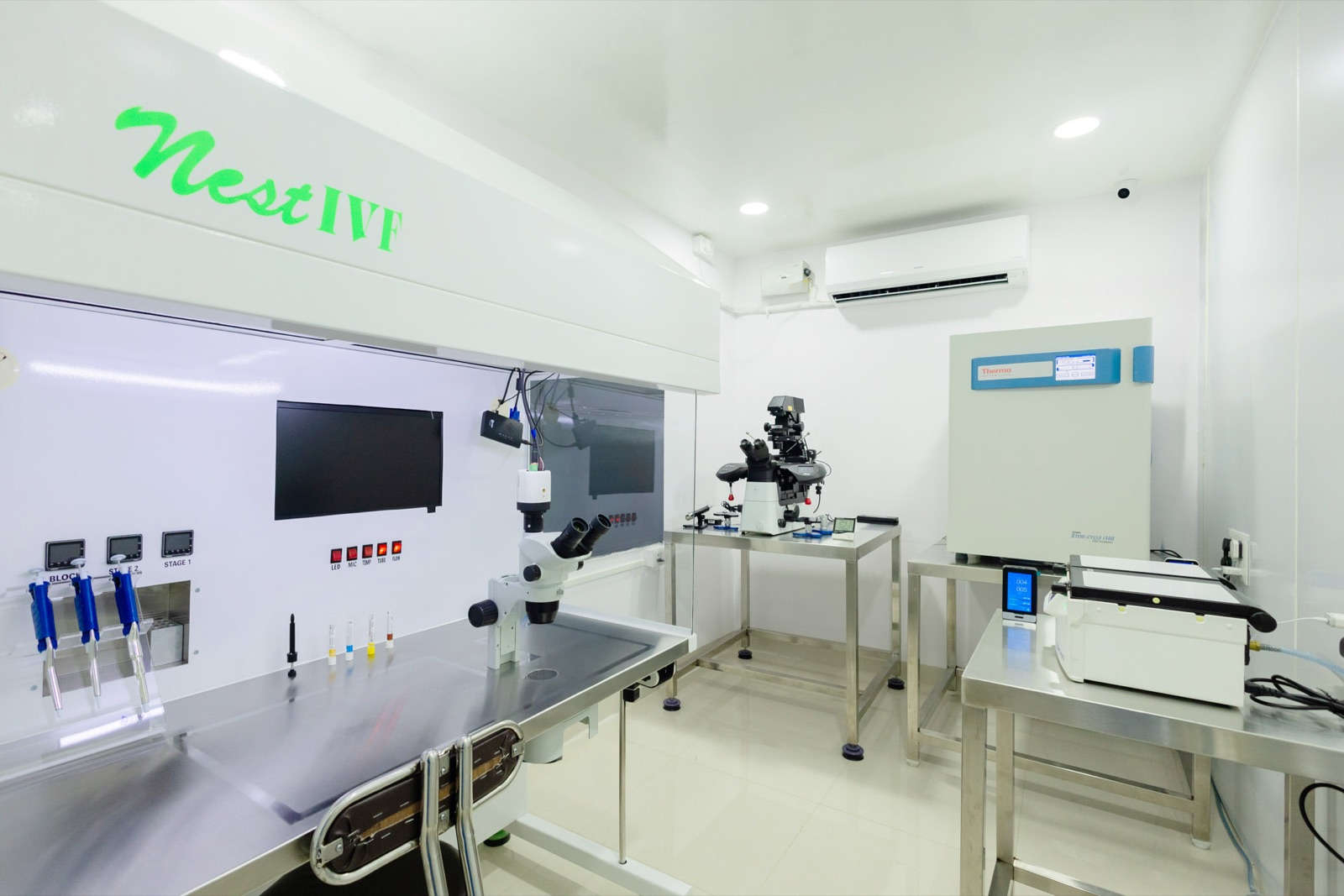 Srishti SAFE IVF laboratory with Nest IVF cabinet, Nikon Integro 3 workstation and Thermo Scientific incubator